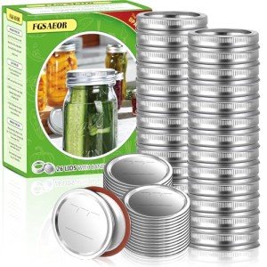 FGSAEOR 52Pcs Premium Canning Lids, Rings for Regular Mouth Mason Jars - Food Grade Split-Type Metal Canning Kerr Jar Ball Lids
