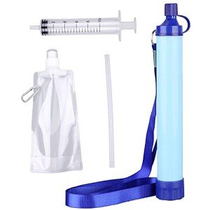 10000 Gallons Outdoor Personal Water Filter,Ultralight 0.01Micron 4-Stage Filtration System Portable Water Purifier Survival Straws for Outdoor Travel Wilderness Expedition and Emergency situations