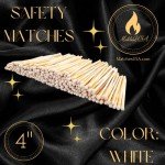 4" Long Color Matches (100 Count) | Colorful Loose 4 Inch Wooden Safety Match Sticks for Candle Display | Refill for Matchstick Jars, Holders & Bottles | Striker Included