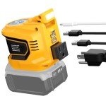 200W Portable Power Inverter for DeWALT 20V,Ecarke Outdoor Generato Battery Converter with 2 USB&LED&AC Battery Powered Outlet,Convert DC 18V/20V to AC 110V-120V Portable Power Station(Tool Only)