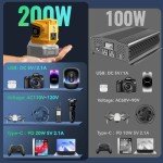 200W Portable Power Inverter for DeWALT 20V,Ecarke Outdoor Generato Battery Converter with 2 USB&LED&AC Battery Powered Outlet,Convert DC 18V/20V to AC 110V-120V Portable Power Station(Tool Only)