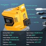 200W Portable Power Inverter for DeWALT 20V,Ecarke Outdoor Generato Battery Converter with 2 USB&LED&AC Battery Powered Outlet,Convert DC 18V/20V to AC 110V-120V Portable Power Station(Tool Only)