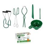 Canning Supplies Essentials Boxed Set, Canning Supplies Starter Kit, 6 Piece Set Included Canning Jar Lifter,Canning Funnel,Bubble Popper And Measurer,Magnetic Lid Lifter,Jar Wrench,kitchen Tongs