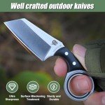LEASUR Survival Tactical Knife, Full Tang Pocket Knife with Wooden Sheath For Outdoor Camping,Home Use,Collecting, Fixed Blade Knives With Mechanical Arm