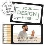 Personalized Custom Matches for Wedding Favors, Birthday Favors, Cigar Bar Matches (Set of 50 Matchboxes) (Black Box)