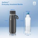PHILIPS Filtered Water Bottle, Insulated Stainless Steel Water Purifier Bottle for Daily Life & Travel, BPA Free with GoZero Everyday Filter for Cleaner & Tastier Tap Water, Keeps Cold, 18.6 oz Gray