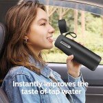 PHILIPS Filtered Water Bottle, Insulated Stainless Steel Water Purifier Bottle for Daily Life & Travel, BPA Free with GoZero Everyday Filter for Cleaner & Tastier Tap Water, Keeps Cold, 18.6 oz Gray