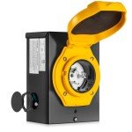 LAZMUMI 50 Amp Generator Power Inlet Box, NEMA SS2-50P Power Inlet Box for 3 Prong Generator Cord, 125/250 Volt, Up to 12500 Watts, Weatherproof Generator Inlet Box with Light Indicator, ETL Listed