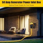LAZMUMI 50 Amp Generator Power Inlet Box, NEMA SS2-50P Power Inlet Box for 3 Prong Generator Cord, 125/250 Volt, Up to 12500 Watts, Weatherproof Generator Inlet Box with Light Indicator, ETL Listed