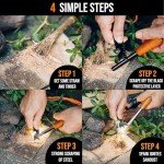 Fire Starter Survival Tool, Ferro Rod Kit with Striker, Paracord Wrist Lanyard, Wood Handle, Tinder Wick, Pouch, Waterproof Flint and Steel Fire Starter for Camping, Hiking and Backpacking Gear