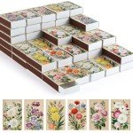 FuWeave 60 Pcs Spring Flower Blank Matches Containers 2.24 x 1.42 x 0.59 Inches Floral Match Holder Baby Shower Tea Party Favor for Guests Decorative Match Storage Boxes(Spring)