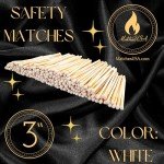 100 Count - 3" Long White Color Matches | Three Inch Coloful Loose Wooden Safety Match Sticks for Candle Display | Refill Decorative Jar Holder Bottle | Striker Included