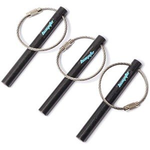 bayite Survival Drilled Ferrocerium Ferro Rod Flint Fire Starter Rods with Keychain Ring 3.14 Inch Pack of 3