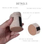 Match Holder with Striker - Set of 2 - Handmade Travertine Match Box for All Matches - Matches in a jar for Bathroom Candle - Cute Home Decor - Matches Not Included