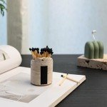 Match Holder with Striker - Set of 2 - Handmade Travertine Match Box for All Matches - Matches in a jar for Bathroom Candle - Cute Home Decor - Matches Not Included