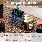 Aaoyun Portable Power Station 300W, 296Wh Solar Generator with 100W USB-C In/Output, Night Light & LED Flashlight, Compact Camping Battery with Strap for Outdoor CPAP Home Backup Emergency