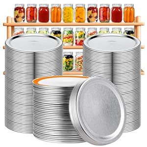 SKERYBD 100-Count Canning Lids, Wide Mouth Mason Jars Lids for Ball/Kerr Jar, Large Mouth and Split-Type (Only Lids)