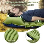 Yuzonc Camping Sleeping Pad, Ultralight Camping Mat with Pillow Built-in Foot Pump Inflatable Sleeping Pads Compact for Camping Backpacking Hiking Traveling Tent