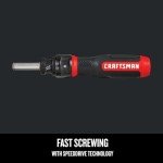 CRAFTSMAN Ratcheting Screwdriver, SpeedDrive, 2” Double Ended Bits Included, Handle Holds Up To 6 Bits (CMHT68129)
