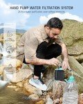BKLES 3-in-1 Solar Electric Water Filter with Hand Pump - Camping Water Filtration System Survival, Portable Water Purifier with Emergency Light, Survival Kit for Hiking Travel Backpacking Hunting