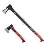 INTERTOOL Wood Splitting Maul and and Hatchet Set - 35-inch Axe and 15-inch Camping Chopping Hatchet with Shock Absorbing Fiberglass Handles with Blade Protectors HT-0275-0261