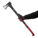 INTERTOOL Wood Splitting Maul and and Hatchet Set - 35-inch Axe and 15-inch Camping Chopping Hatchet with Shock Absorbing Fiberglass Handles with Blade Protectors HT-0275-0261
