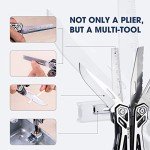 BIBURY 21-in-1 Multitool Pliers, Multi-Purpose Pocket Knife Pliers with Screwdriver Sleeve, 420 Foldable Stainless Steel Safety Locking Design Multi-tool for Survival, Camping, Fishing and Home Repair