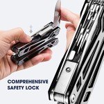 BIBURY 21-in-1 Multitool Pliers, Multi-Purpose Pocket Knife Pliers with Screwdriver Sleeve, 420 Foldable Stainless Steel Safety Locking Design Multi-tool for Survival, Camping, Fishing and Home Repair