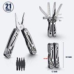 BIBURY 21-in-1 Multitool Pliers, Multi-Purpose Pocket Knife Pliers with Screwdriver Sleeve, 420 Foldable Stainless Steel Safety Locking Design Multi-tool for Survival, Camping, Fishing and Home Repair