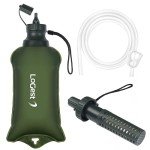 LoGest Portable Foldable Water Filter Bag with Hose - Portable Personal Water Filtration Survival - for Emergency Kits Outdoor Activities and Hiking - Water Filter Camping Travel Survival Backpacking