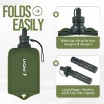 LoGest Portable Foldable Water Filter Bag with Hose - Portable Personal Water Filtration Survival - for Emergency Kits Outdoor Activities and Hiking - Water Filter Camping Travel Survival Backpacking