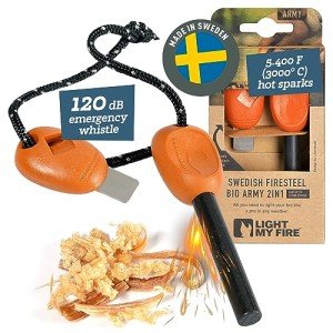 Light My Fire Flint Fire Starter Ferro Rod Survival Tool Fire Steel Army - Bushcraft Gear PRO Flint and Steel Magnesium Fire Starter Kit 3/8” 2-in-1 Fire Starters for Campfires-12,000 Strikes