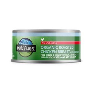 Wild Planet Organic Roasted Chicken Breast with Rib Meat, Skinless and Boneless, No Salt Added, 5 Ounce (Pack of 12)