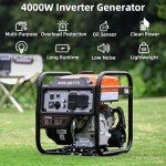 Power Equipment 4000 Watts Inverter Generator Gas Powered, Portable Open Frame Generator, Low Noise with ECO Mode and Inverter Technology, RV Ready, Emergency Home Backup