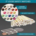 2" Choose Your Colors Safety Matches | Set of 100+ Bulk Artisan Matchsticks with Striker Stickers by Thankful Greetings| Select a Color - 100+ Matches | Custom for Your Home Decor, Gifts, & Events