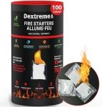 Dextreme Quick Instant Fire Starter - Waterproof All-Purpose Indoor & Outdoor Firestarter, for Charcoal Starter, Campfire, Fireplace, BBQ, Survival and Wood Stove (100 Pcs Tube)
