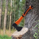 Edward Tools Wood Axe - Heavy Duty Small Camp Hatchet with Sheath - for Splitting Wood, Kindling - Forged Steel Blade with No Slip Handle - Throwing Hatchet and Axe