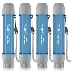 Yuclet 4 Pack Water Filter Straw, Portable Personal Water Filtration System, Water Purifier Survival, Emergency Preparedness for Camping Hiking Drinking Travel Hunting and Family Outing