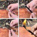 Fire Starter Survival Kit, Larger Ferro Rod with Striker Lanyard 3in Long Flint and Steel, 13.8in Wick Hemp Cord, Multifunctional Bag (Green)