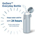 PHILIPS Filtered Water Bottle, Insulated Stainless Steel Water Bottles with Filter, Replaces 450 Plastic Bottle with 3 GoZero Everyday Water Filter, BPA-Free Filter Bottle, Keeps Cold/Hot,18.6oz