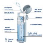 PHILIPS Filtered Water Bottle, Insulated Stainless Steel Water Bottles with Filter, Replaces 450 Plastic Bottle with 3 GoZero Everyday Water Filter, BPA-Free Filter Bottle, Keeps Cold/Hot,18.6oz