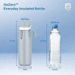 PHILIPS Filtered Water Bottle, Insulated Stainless Steel Water Bottles with Filter, Replaces 450 Plastic Bottle with 3 GoZero Everyday Water Filter, BPA-Free Filter Bottle, Keeps Cold/Hot,18.6oz