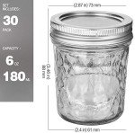 VERONES Mason Jars 6 OZ, 30 PACK 6oz Mason jars Canning Jars Jelly Jars With Lids, Ideal for Jam, Honey, Wedding Favors, Shower Favors