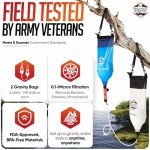 Practical Survival Gravity Water Filtration System – 2 High Capacity Lightweight Hanging Bags for Backpacking, Camping, Survival, Hiking, Hunting - Dirty, Clean Water Bags and Water Filter Included