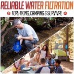 Practical Survival Gravity Water Filtration System – 2 High Capacity Lightweight Hanging Bags for Backpacking, Camping, Survival, Hiking, Hunting - Dirty, Clean Water Bags and Water Filter Included