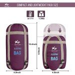 WERTYCITY Warm Weather Sleeping Bag - Portable, Waterproof, Compact Lightweight, Packable with Compression Sack for Camping Backpacking Hiking, for Kids, Teens Adults - Spring Summer Fall(Claret Red)