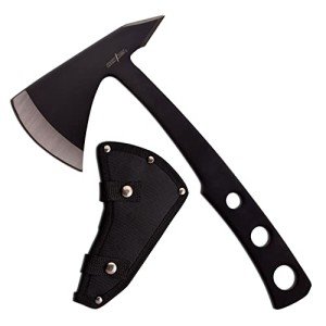 Perfect Point Throwing Axe – Black/Satin Finish Stainless Steel Blades and Black Stainless Steel Handle, Includes Nylon Sheath, Full Tang Construction, Well Balanced, Throwing Sport Axes – PP-107B