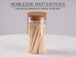 Noblesse Colored Safety Matches | 4-Inch Long Matches in Glass Jar | Perfect for Lighting Candles | 150 Pıeces | 10 Candles And Extra Empty Jar Gıft (WHİTE)