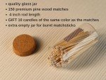 Noblesse Colored Safety Matches | 4-Inch Long Matches in Glass Jar | Perfect for Lighting Candles | 150 Pıeces | 10 Candles And Extra Empty Jar Gıft (WHİTE)