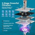 Countertop Reverse Osmosis System Water Filter with UV, 5:1 Pure to Drain, 5 Stage RO Water Filtration, Portable No Installation Water Purifier, Countertop Filtration for Home, Off White